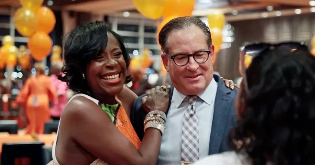 Former 9th District Philadelphia City Councilmember Cherelle Parker (left) and Economy League of Greater Philadelphia’s Jeff Hornstein at her birthday party. (Source: inquirer.com)